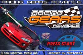 Title screen of Racing Gears Advance on the Nintendo Game Boy Advance.