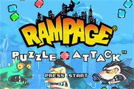 Title screen of Rampage Puzzle Attack on the Nintendo Game Boy Advance.