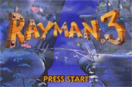 Title screen of Rayman 3: Hoodlum Havoc on the Nintendo Game Boy Advance.