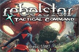 Title screen of Rebelstar: Tactical Command on the Nintendo Game Boy Advance.