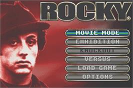 Title screen of Rocky on the Nintendo Game Boy Advance.