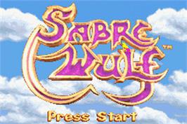 Title screen of Sabre Wulf on the Nintendo Game Boy Advance.