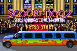Title screen of Scooby Doo 2: Monsters Unleashed on the Nintendo Game Boy Advance.