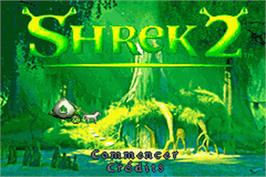 Title screen of Shrek 2: Beg for Mercy on the Nintendo Game Boy Advance.