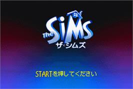 Title screen of Sims on the Nintendo Game Boy Advance.