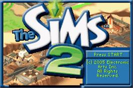 Title screen of Sims 2 on the Nintendo Game Boy Advance.