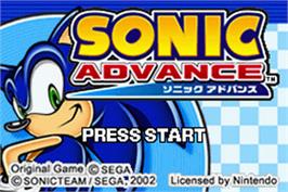 Title screen of Sonic Advance on the Nintendo Game Boy Advance.