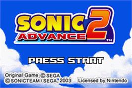 Title screen of Sonic Advance 2 on the Nintendo Game Boy Advance.