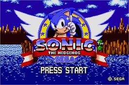 Title screen of Sonic The Hedgehog on the Nintendo Game Boy Advance.