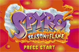 Title screen of Spyro 2: Season of Flame on the Nintendo Game Boy Advance.