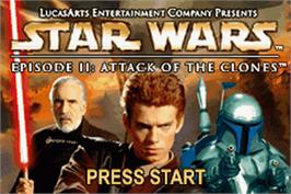 Title screen of Star Wars: Episode II - Attack of the Clones on the Nintendo Game Boy Advance.