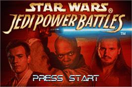 Title screen of Star Wars: Episode I - Jedi Power Battles on the Nintendo Game Boy Advance.