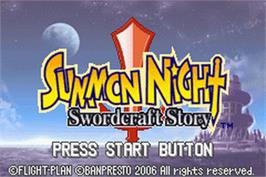 Title screen of Summon Night: Swordcraft Story on the Nintendo Game Boy Advance.