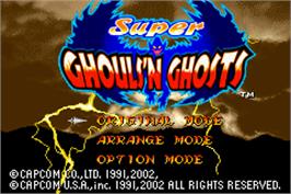 Title screen of Super Ghouls 'N Ghosts on the Nintendo Game Boy Advance.