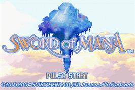 Title screen of Sword of Mana on the Nintendo Game Boy Advance.