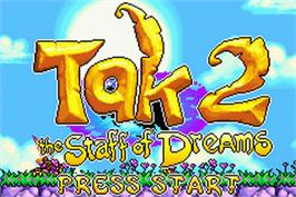 Title screen of Tak 2: The Staff of Dreams on the Nintendo Game Boy Advance.