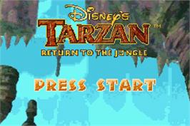 Title screen of Tarzan: Return to the Jungle on the Nintendo Game Boy Advance.