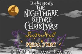 Title screen of Tim Burton's The Nightmare Before Christmas: The Pumpkin King on the Nintendo Game Boy Advance.