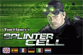Title screen of Tom Clancy's Splinter Cell on the Nintendo Game Boy Advance.