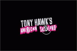Title screen of Tony Hawk's American Sk8land on the Nintendo Game Boy Advance.