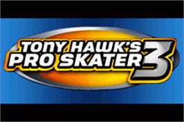 Title screen of Tony Hawk's Pro Skater 3 on the Nintendo Game Boy Advance.