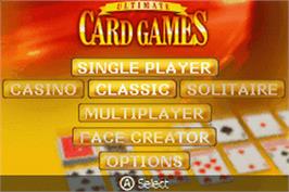Title screen of Ultimate Card Games on the Nintendo Game Boy Advance.