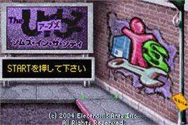 Title screen of Urbz: Sims in the City on the Nintendo Game Boy Advance.