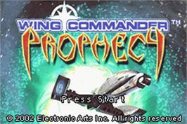 Title screen of Wing Commander: Prophecy on the Nintendo Game Boy Advance.