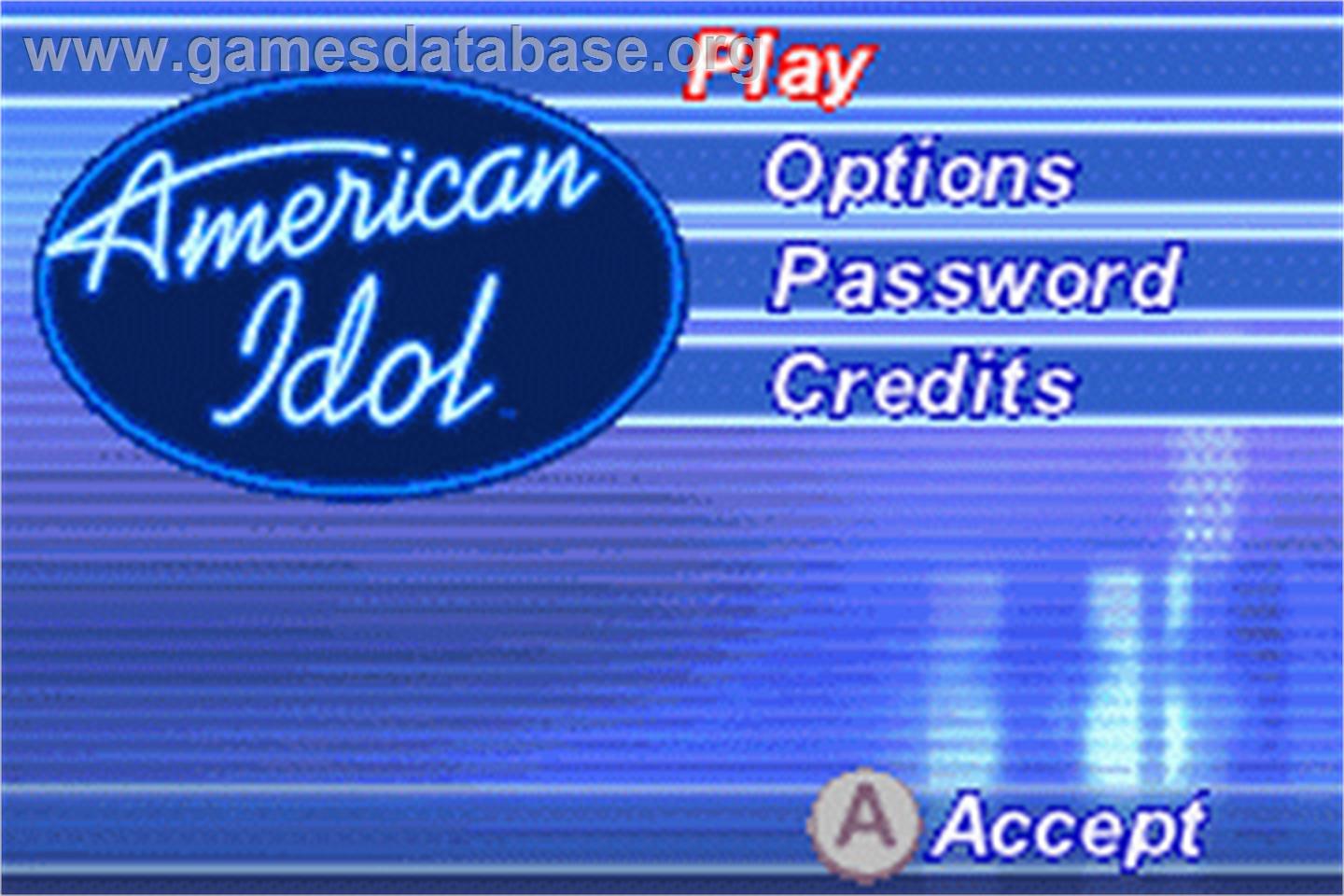 American Idol - Nintendo Game Boy Advance - Artwork - Title Screen