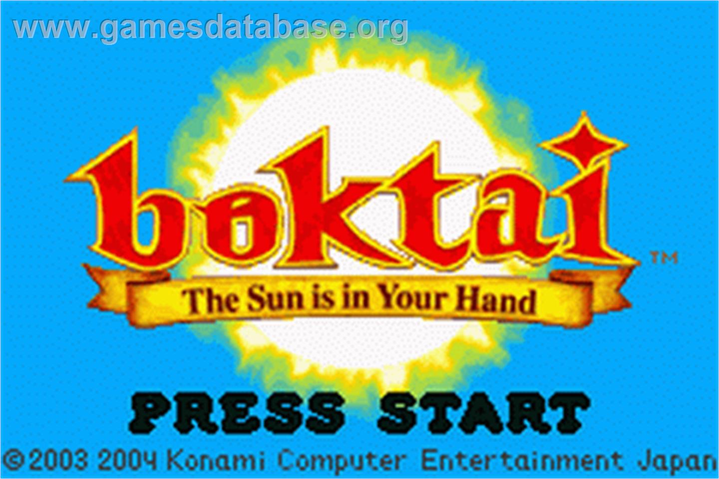 Boktai: The Sun is in Your Hand - Nintendo Game Boy Advance - Artwork - Title Screen