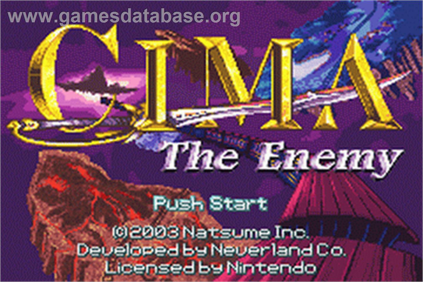 CIMA: The Enemy - Nintendo Game Boy Advance - Artwork - Title Screen