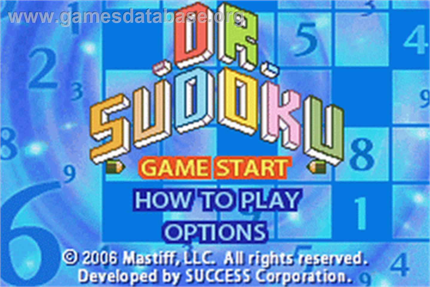 Dr. Sudoku - Nintendo Game Boy Advance - Artwork - Title Screen