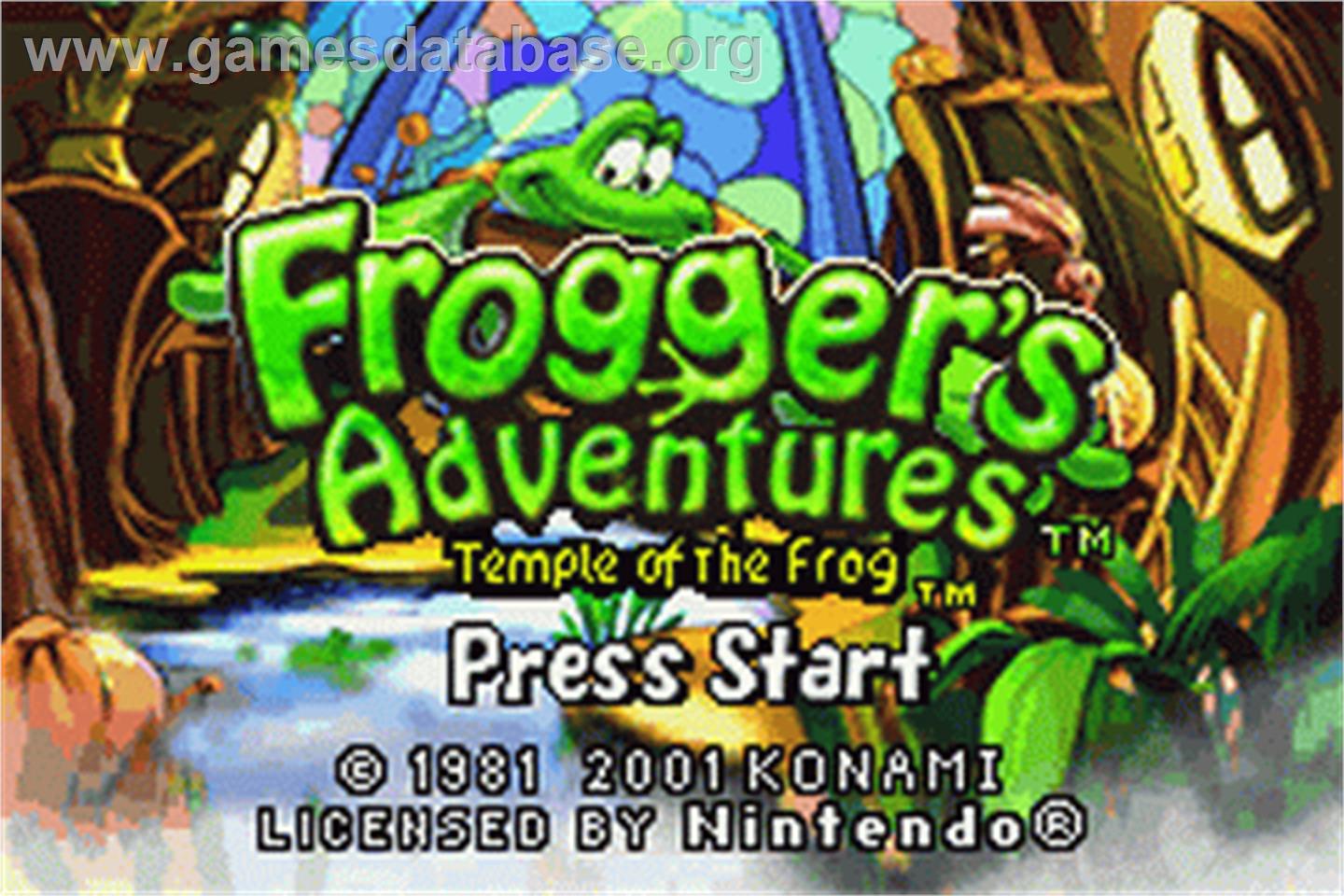 Frogger's Adventures: Temple of the Frog - Nintendo Game Boy Advance - Artwork - Title Screen