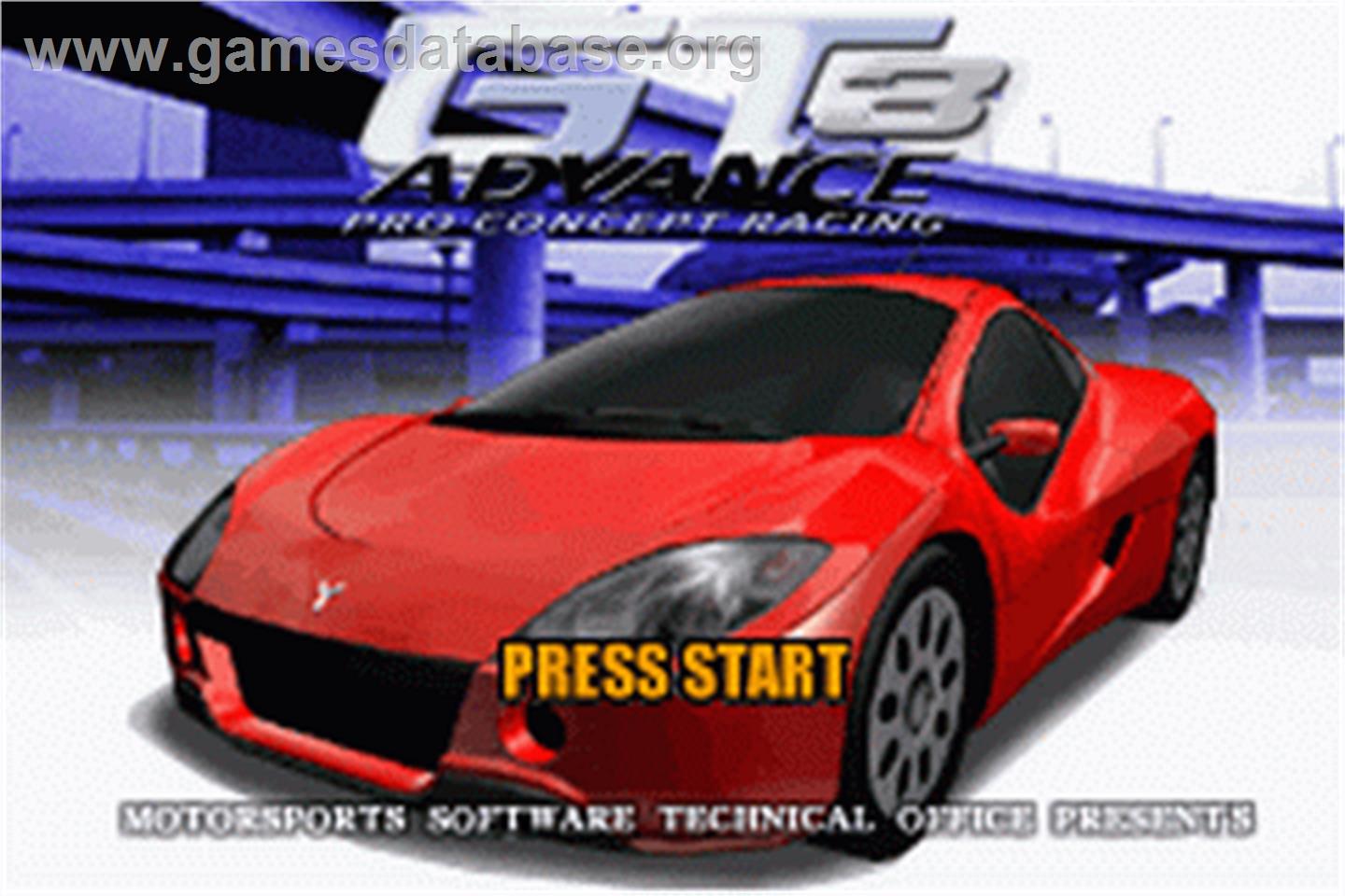 GT Advance 3: Pro Concept Racing - Nintendo Game Boy Advance - Artwork - Title Screen