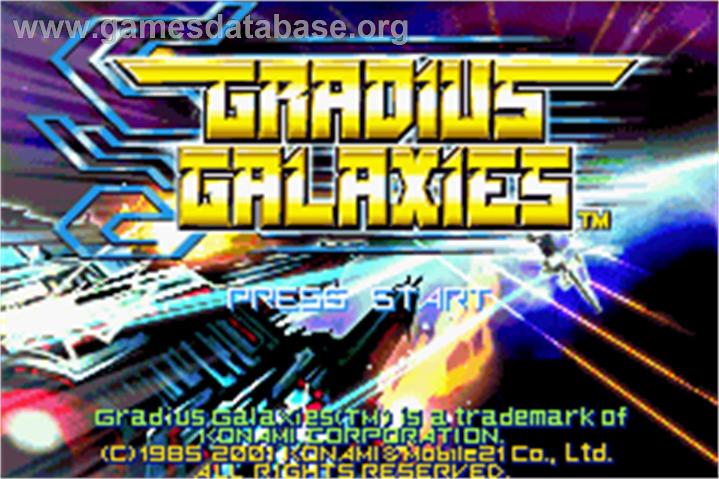 Gradius Galaxies - Nintendo Game Boy Advance - Artwork - Title Screen