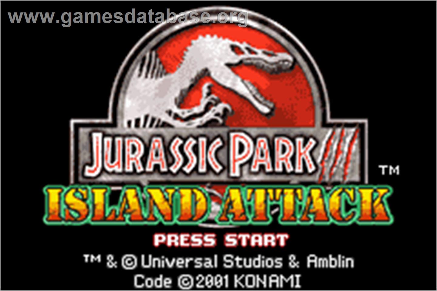 Jurassic Park III: Island Attack - Nintendo Game Boy Advance - Artwork - Title Screen