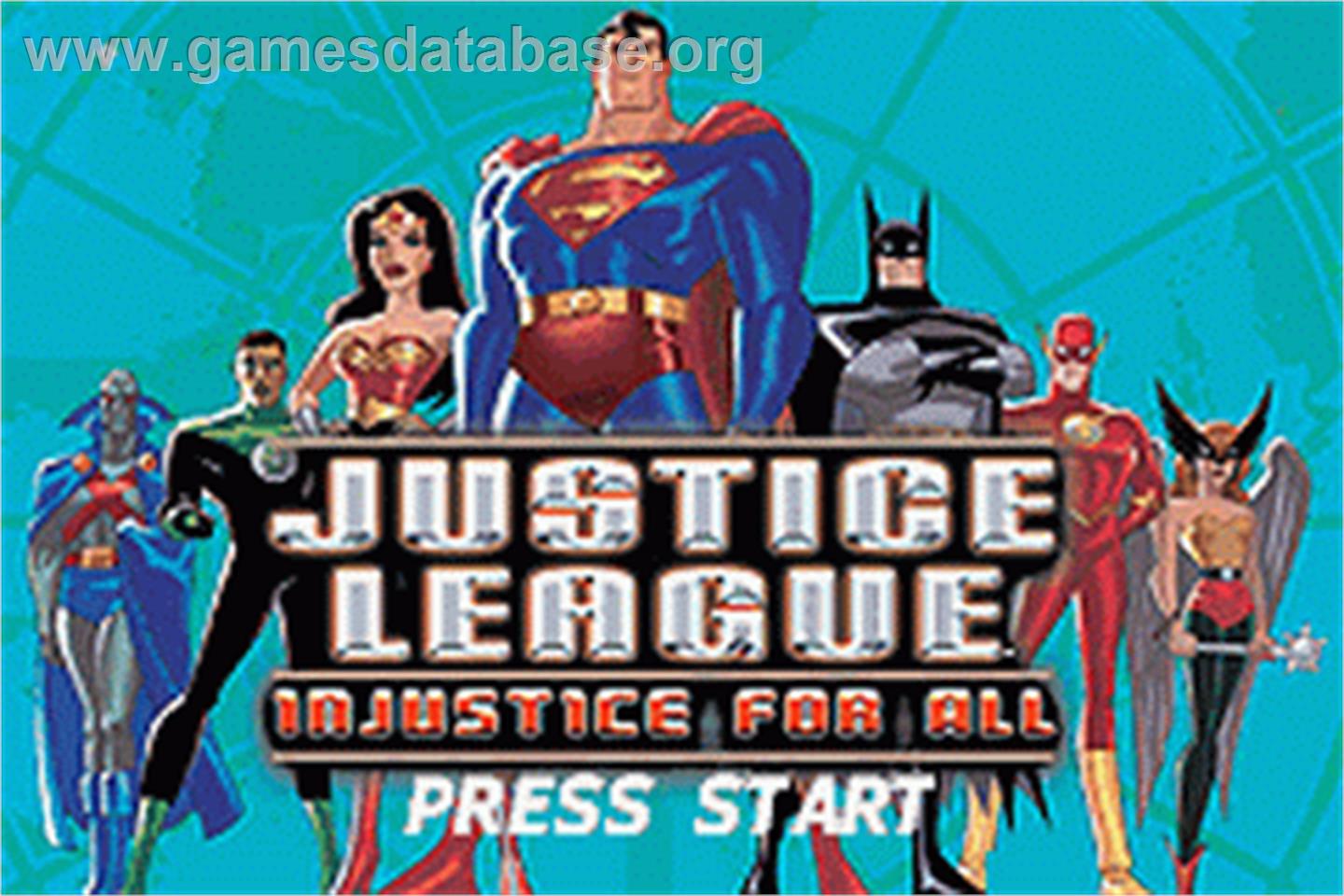 Justice League: Injustice for All - Nintendo Game Boy Advance - Artwork - Title Screen