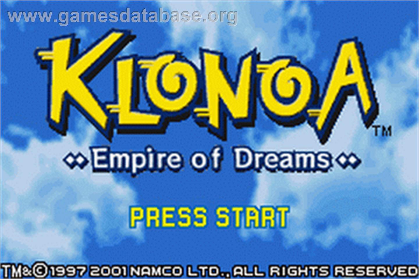 Klonoa: Empire of Dreams - Nintendo Game Boy Advance - Artwork - Title Screen