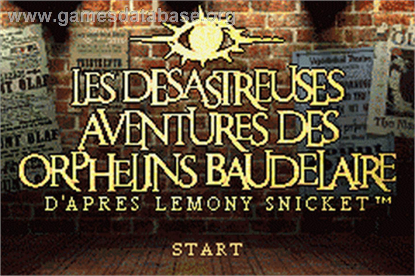Lemony Snicket's A Series of Unfortunate Events - Nintendo Game Boy Advance - Artwork - Title Screen