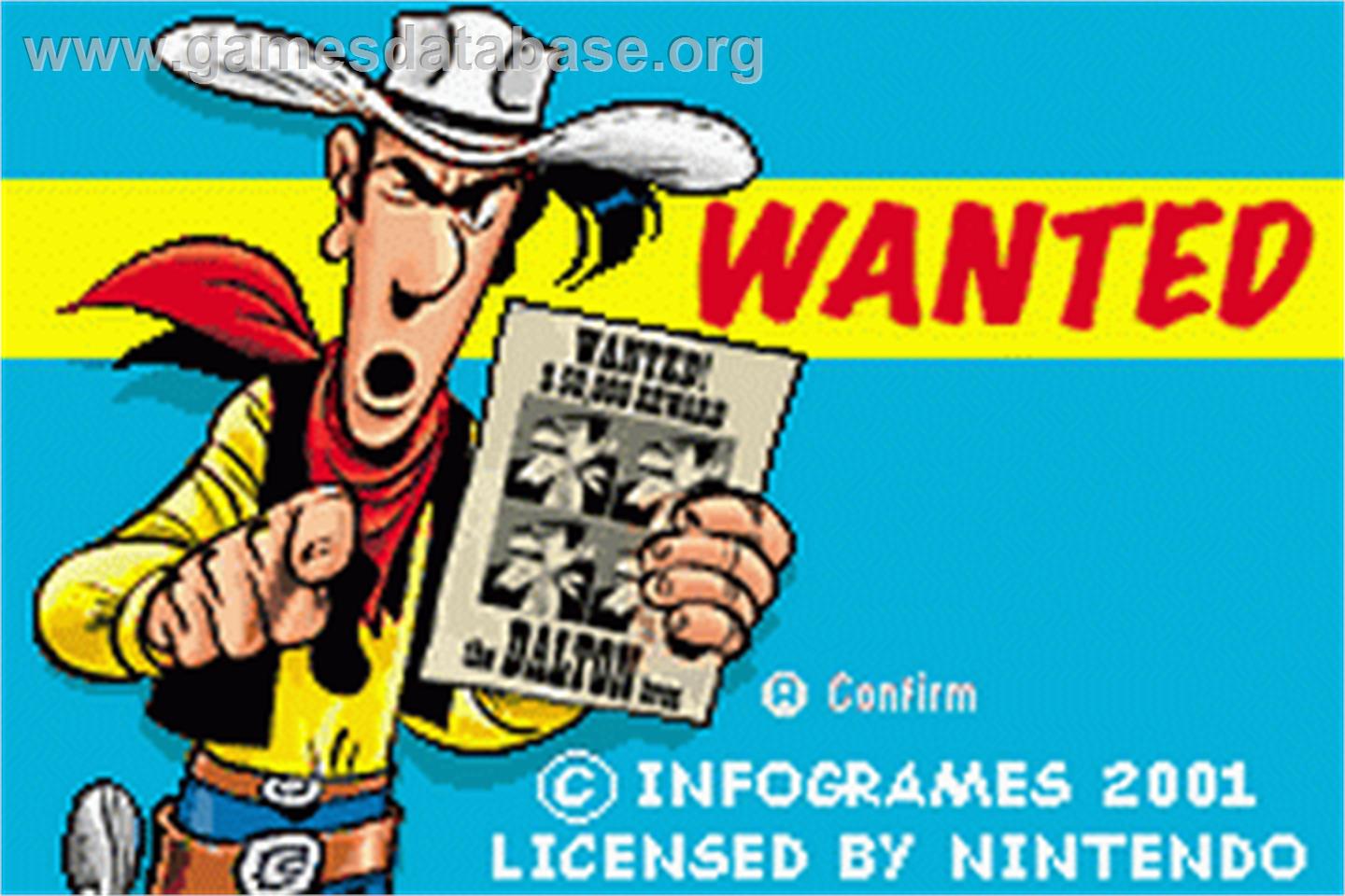 Lucky Luke: Wanted - Nintendo Game Boy Advance - Artwork - Title Screen