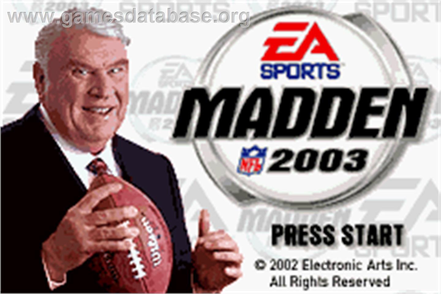 Madden NFL 2003 - Nintendo Game Boy Advance - Artwork - Title Screen