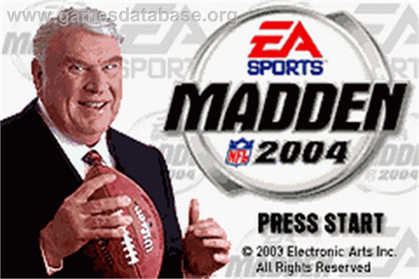 Madden NFL 2004 - Nintendo Game Boy Advance - Artwork - Title Screen