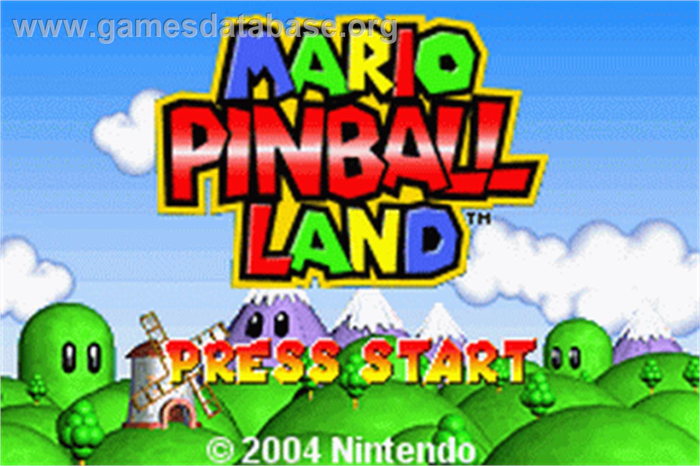 Mario Pinball Land - Nintendo Game Boy Advance - Artwork - Title Screen