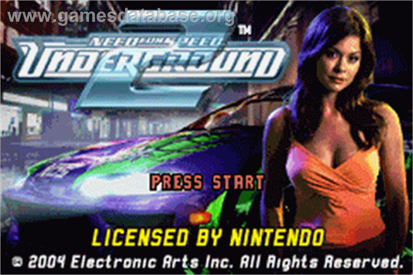 Need for Speed Underground 2 - Nintendo Game Boy Advance - Artwork - Title Screen