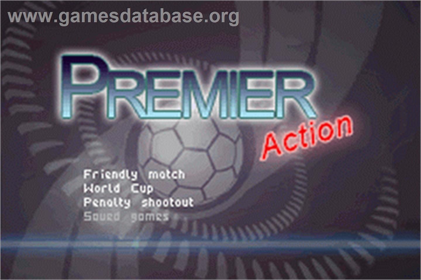 Premier Action Soccer - Nintendo Game Boy Advance - Artwork - Title Screen