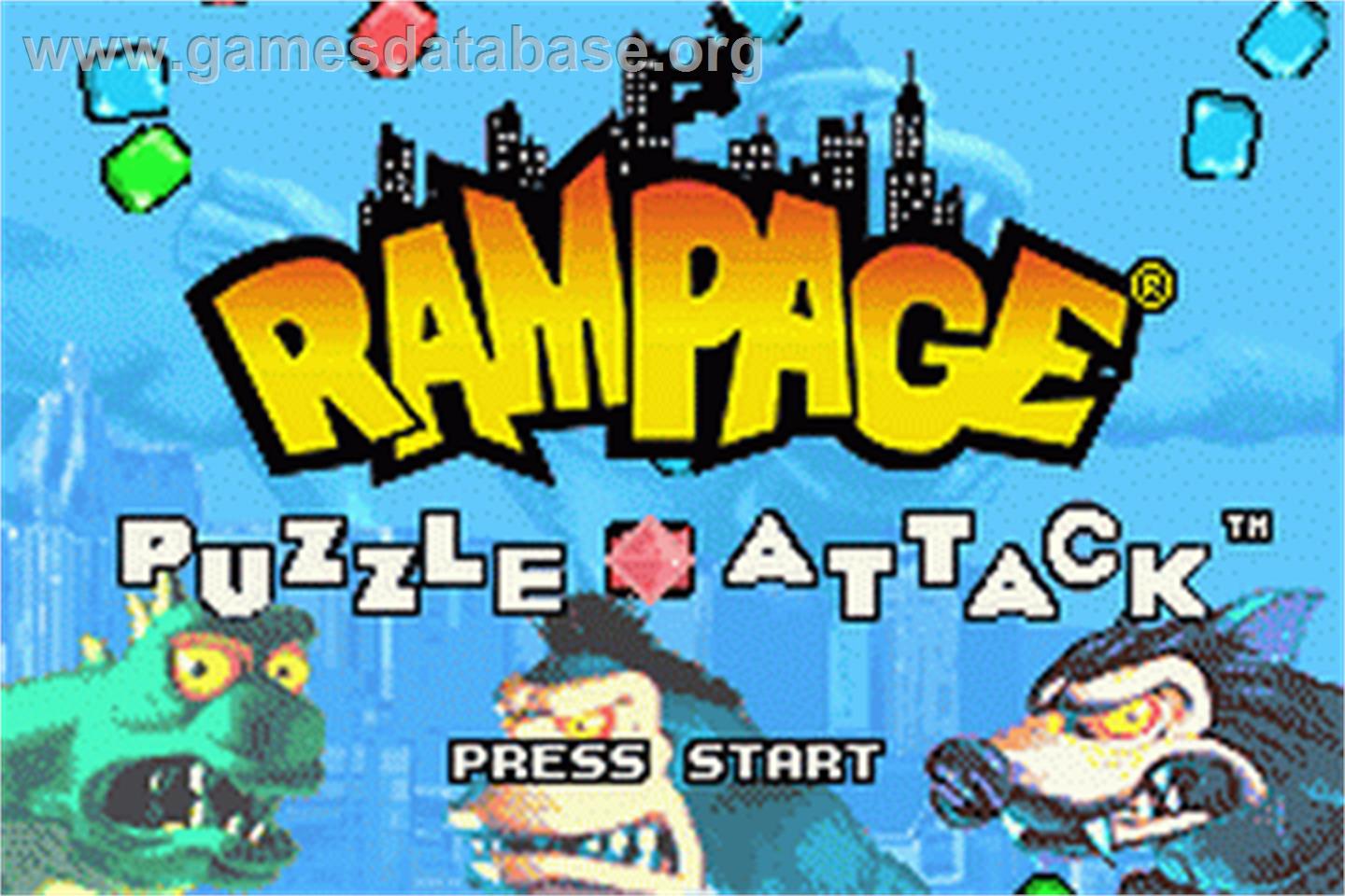Rampage Puzzle Attack - Nintendo Game Boy Advance - Artwork - Title Screen
