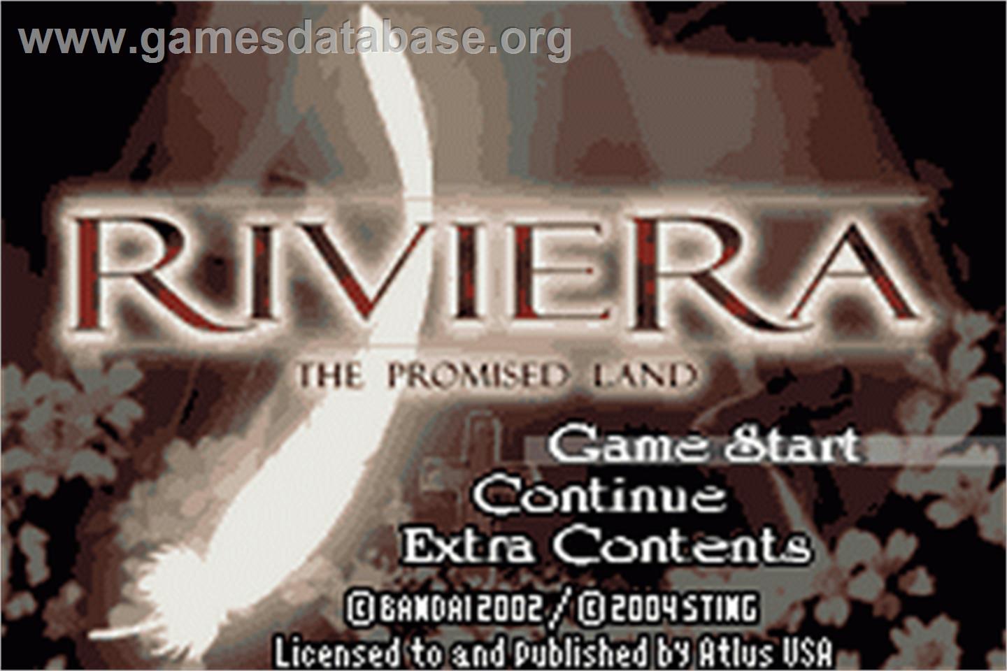 Riviera: The Promised Land - Nintendo Game Boy Advance - Artwork - Title Screen