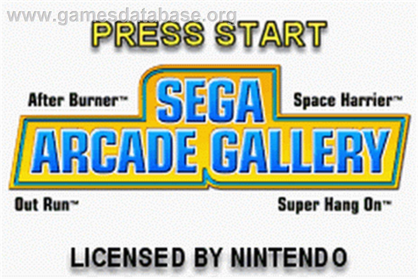 Sega Arcade Gallery - Nintendo Game Boy Advance - Artwork - Title Screen