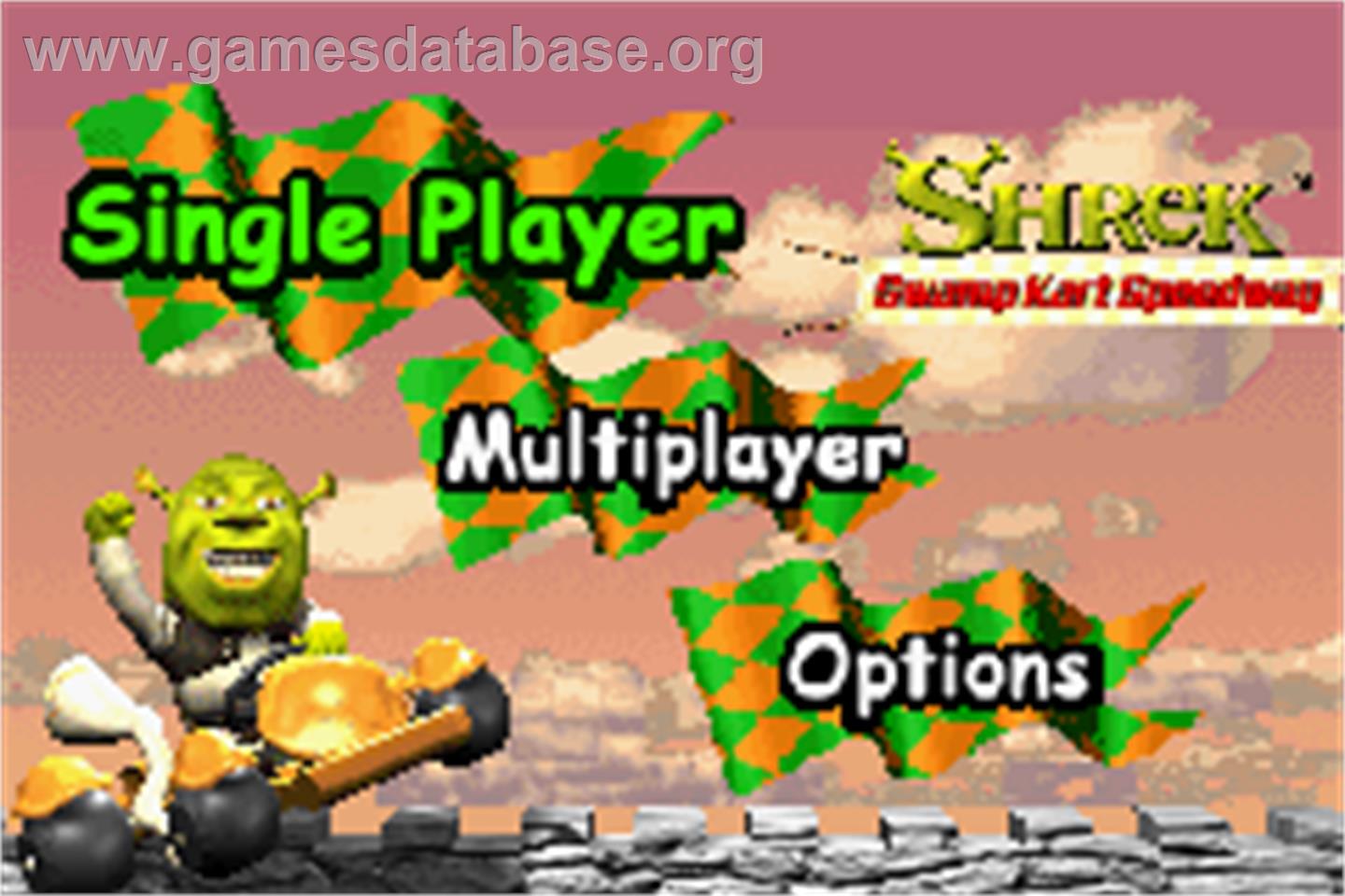 Shrek: Swamp Kart Speedway - Nintendo Game Boy Advance - Artwork - Title Screen