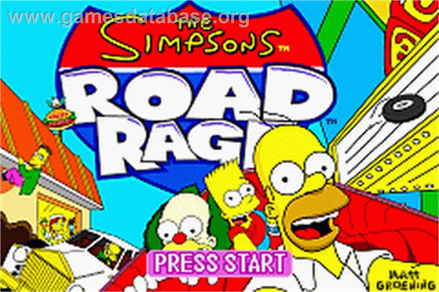 Simpsons: Road Rage - Nintendo Game Boy Advance - Artwork - Title Screen
